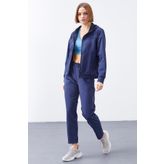 Tommy Life 95306 Kapüşonlu Gizli Cep Detaylı Standart Kalıp İndigo Kadın Eşofman Takımı