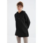 Tommy Life 97242 Siyah Reglan Kol Basic Kapüşonlu Oversize Tunik