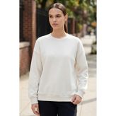 TOMMY LIFE Ekru Basic O Yaka Oversize Kadın Sweatshirt - 97053