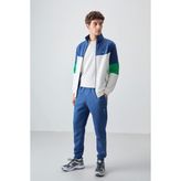 Tommy Life Ekru - İndigo Dik Yaka Renk Geçişli İçi Polarlı Erkek Eşofman Takımı - 85186 - S - Ekru - Indigo