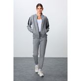 Tommy Life Gri Melanj Kompakt Pamuklu Kalın Pürüzsüz Dokulu Kapüşonlu Oversize Fit Kadın Eşofman Takım - 95343 - Gb Melanj