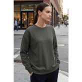 TOMMY LIFE Haki Basic O Yaka Oversize Kadın Sweatshirt - 97053