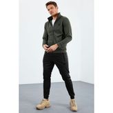 Tommy Life Haki-Siyah Dik Yaka Fermuarlı Standart Kalıp Manşetli Erkek Eşofman Takım - 85160 - XL - Haki - Siyah