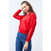 Tommy Life Kırmızı Basic Rahat Form O Yaka Kadın Sweatshirt - 97114