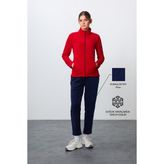 Tommy Life Kırmızı-Lacivert Kalın Yumuşak Dokulu Dik Yaka Oversize Nakışlı Polar Kadın Eşofman Takım -95339 - XL - Kırmızı - Lacivert