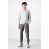 Tommy Life Koyu Gri Fermuar Cepli Standart Kalıp Jogger Erkek Eşofman Alt - 84587