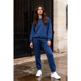 TOMMY LIFE Parlament Basic Pamuklu O Yaka Rahat Form Lastik Paça Kadın Eşofman Takım - 95287