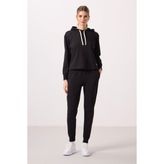 TOMMY LIFE Siyah Kapüşonlu Oversize Kadın Eşofman Takım - 95336