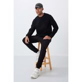 Tommy Life Siyah Pamuklu Kalın Içi Tüylü Yumuşak Dokulu Comfort Fit Nakışlı Erkek Eşofman Takım -85265 - 2XL - Siyah - Siyah