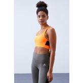 Tommylife 97121 Neon Oranj Çapraz Sırt Detaylı Slim Fit U Yaka Pedli Kadın Spor Büstiyer