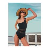 TOO SALTY SWIMWEAR KADIN SİYAH TEK OMUZ TÜLLÜ TOPARLAYICI MAYO 24S126ST