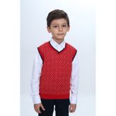 Toontoy Erkek Çocuk Regular Fit V Yaka Kare Desenli Okul Süveter - Garni & 2 İplik