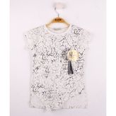 Toontoy Göğsü Şerit Aksesuarlı Ekru Kız Çocuk T-shirt