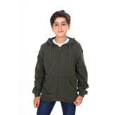 Toontoy Haki Erkek Çocuk Kapüşonlu Fermuarlı Cepli Düşük Omuz Baskılı Örme Hırka - 3 İplik Şardonsuz