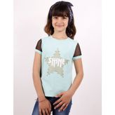 Toontoy Kız Çocuk Shine Yıldız Baskılı Kol Kısmı Fileli Tişört