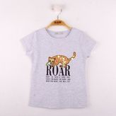 Toontoy Leopar Baskılı Pullu Gri Melanj Kız Çocuk T-shirt