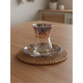 Topkapı 6 Kişilik Çay Seti, French Press Hediyeli, 9 Farklı Osmanlı Desenli Çay Bardağı Takımı (6, TOPKAPI KIRMIZI)