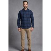Torivalli Collection Kışlık Klasik Kesim Regular Fit Düğmeli Yaka Cepli Kaşmir Ekoseli Erkek Gömlek Tcke3 - 02L-Lacivert - 2XL