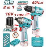 TOTAL 240968E 16V MATKAP VE DARBELİ VİDALAMA SET