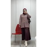 Touche Piliseli Etek - Standart - Bordo