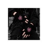 Toum Gothic Baskılı Unisex Siyah Kesik Çift Eldiven