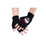 Touz Moda Hello Skull Baskılı Unisex Siyah Kesik Çift Eldiven
