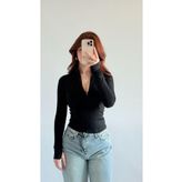 Touz Moda Rover Basic Slim Fit Fermuarlı Bluz