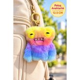 TOYFEST Peluş Çanta Klipsi Mini Seri 6 Sarı Pembe Mor Tüylü - 12.5 CM