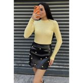 TOZLU Sarı Kadın Triko Bluz