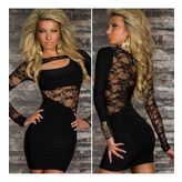 TP101166 Uzun Kollu Dantelli Mini Elbise