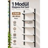 Tr 1 Modül 5 Raflı Konik Dikme Mağaza Raf Sistemi 60X30 cm Beyaz Suntalam Duvar Rafı - Çok Renkli - Genel