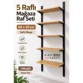 Tr 1 Modül 5 Raflı Konik Dikme Mağaza Raf Sistemi 60X30 cm Safir Meşe Suntalam Duvar Rafı - Çok Renkli - Genel