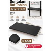 Tr 5'li Set - Suntalam Raf Tablası 60X30 cm Siyah Ahşap Raf Konik Dikme Sistemleri ile Uyumlu - Çok Renkli - Genel