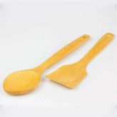 Tr Albergio Tahta Kaşık Spatula Ahşap 2 Li Set 27CM Pilav Kaşığı Kahverengi - Çok Renkli