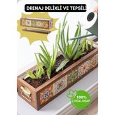 Tr El Yapımı 5 Meksika Çinili Dekoratif Modern Ahşap Dikdörtgen Kaliteli Bahçe Balkon Saksı S - -