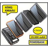 Tr Güneş Enerjili 20000 Mah Powerbank Solar 4 Panel Su Geçirmez Hızlı Pd 20W Hızlı Şarj - 20W GaN White