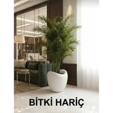Tr Modern Iç ve Dış Mekan Kullanımı, 40X45 Cm, Beyaz, Polyester Fiber Beton Amorf Saksı Moder - -
