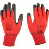 Tr PU17 Pn5 Zebra Polyester Örme Nitril Eldiven Çift, No 10, Kırmızı Siyah - Genel - Çok Renkli