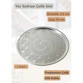 Tr Yer Sofrası Sini 51 Cm Çelik Tepsi Tepsi Paslanmaz