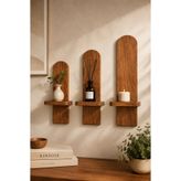 Trend Kitchen Arvela 3’lü Ahşap Duvar Rafı Seti