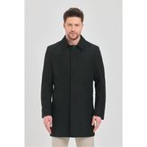 Trend Kombin Erkek Siyah Klasik Yaka Standart Fit Trençkot - XL