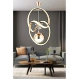 Trend Rose Badem Gold Toplu Taşlı Modern Sarkıt LED Avize