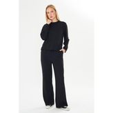 TRENDHİLL Kadın Modal Kumaş Rahat Kalıp Eşofman Takımı Siyah 8509-S