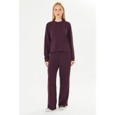 TRENDHİLL Kadın Modal Kumaş Rahat Kalıp Eşofman Takımı, Taş, XL