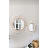 TrendSende Boho Aynası Yumuşak Makrome Ayna Beyaz Duvar Dekoru