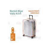 Trink Çanta Şeffaf Valiz Kılıfı Ve Bavul Koruyucu Kılıf Renkli Biye * Turuncu *