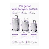 Trink Çanta Şeffaf Valiz Koruyucu Kılıf Ve Bavul Koruyucu Kılıf - 3'l ü SET ( Büyük +Orta + Kabin ) * LİLA *