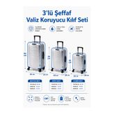 Trink Çanta Şeffaf Valiz Koruyucu Kılıf Ve Bavul Koruyucu Kılıf - 3'l ü SET ( Büyük +Orta + Kabin ) * MAVİ *