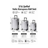 Trink Çanta Şeffaf Valiz Koruyucu Kılıf Ve Bavul Koruyucu Kılıf - 3'l ü SET ( Büyük +Orta + Kabin ) * ŞEFFAF *
