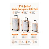 Trink Çanta Şeffaf Valiz Koruyucu Kılıf Ve Bavul Koruyucu Kılıf - 3'l ü SET ( Büyük +Orta + Kabin ) * TURUNCU *